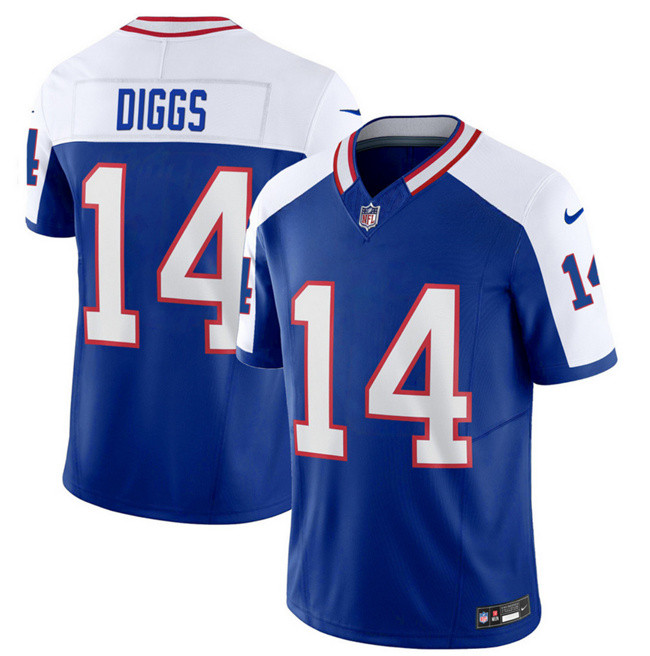 Men’s Buffalo Bills #14 Stefon Diggs Blue White 2023 F.U.S.E. Throwback Vapor Untouchable Limited Football Stitched Jersey