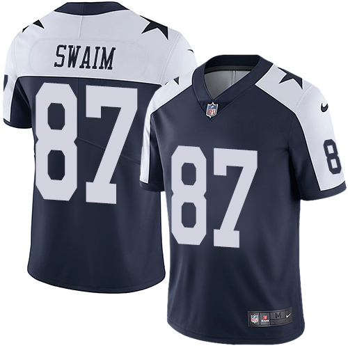 Nike Cowboys 87 Geoff Swaim Navy Blue Thanksgiving Men’s Stitched NFL Vapor Untouchable Limited Throwback Jersey