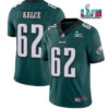 Men’s Philadelphia Eagles #62 Jason Kelce Green Super Bowl LVII Patch Vapor Untouchable Limited Stitched Jersey
