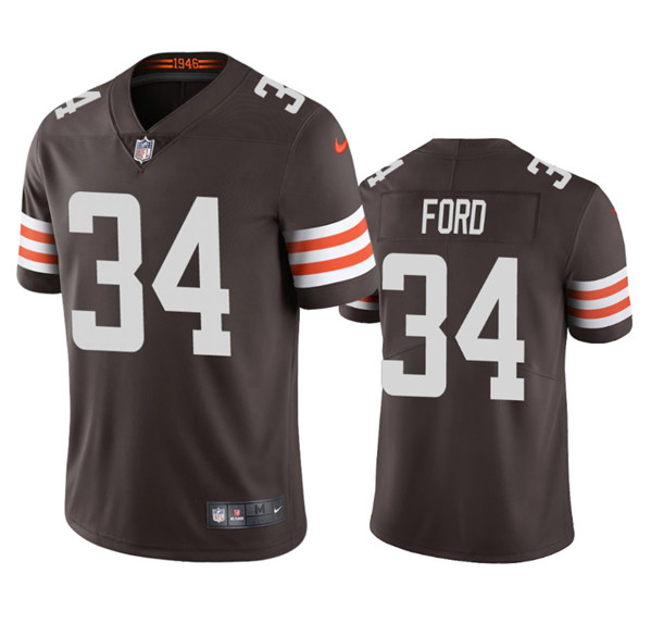 Men’s Cleveland Browns #34 Jerome Ford Brown Vapor Stitched Game Jersey