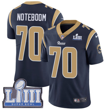 #70 Limited Joseph Noteboom Navy Blue Nike NFL Home Men’s Jersey Los Angeles Rams Vapor Untouchable Super Bowl LIII Bound