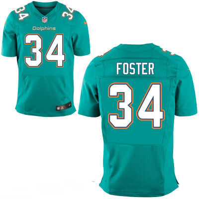 Men’s Miami Dolphins #34 Arian Foster Aqua Green Team Color Stitched NFL Nike Elite Jersey
