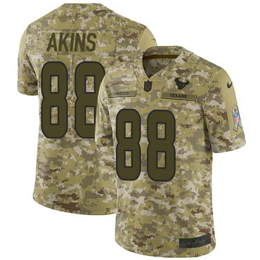 Nike Texans #88 Jordan Akins Camo Men’s Stitched NFL Limited 2018 Salute To Service Jersey