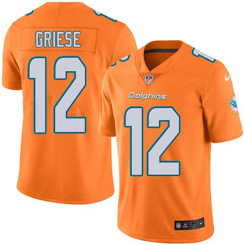 Nike Miami Dolphins #12 Bob Griese Orange Men’s Stitched NFL Limited Rush Jersey