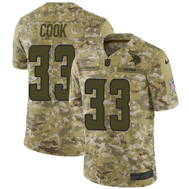 Nike Vikings #33 Dalvin Cook Camo Men’s Stitched NFL Limited 2018 Salute To Service Jersey