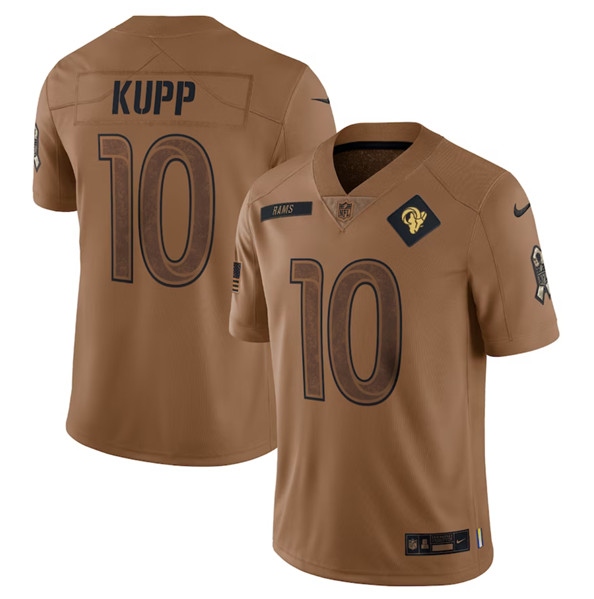 Men’s Los Angeles Rams #10 Cooper Kupp 2023 Brown Salute To Service Limited Football Stitched Jersey