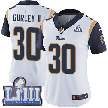 #30 Limited Todd Gurley White Nike NFL Road Women’s Jersey Los Angeles Rams Vapor Untouchable Super Bowl LIII Bound