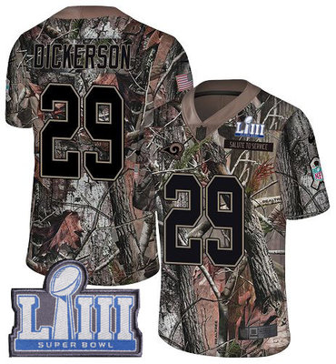 #29 Limited Eric Dickerson Camo Nike NFL Men’s Jersey Los Angeles Rams Rush Realtree Super Bowl LIII Bound