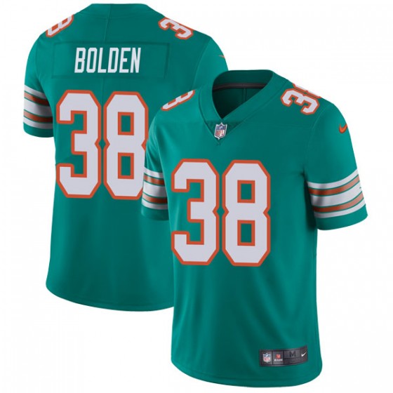 Men’s Miami Dolphins #38 Brandon Bolden Nike Limited Alternate Vapor Untouchable Aqua Jersey