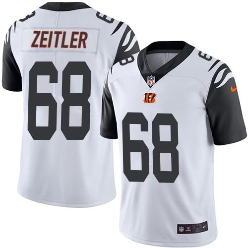 Nike Bengals #68 Kevin Zeitler White Men’s Stitched NFL Limited Rush Jersey