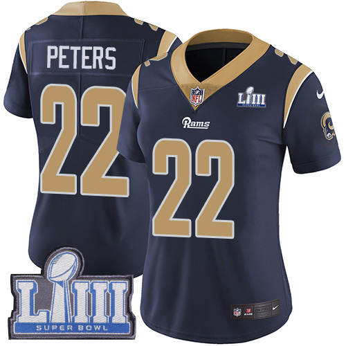 #22 Limited Marcus Peters Navy Blue Nike NFL Home Women’s Jersey Los Angeles Rams Vapor Untouchable Super Bowl LIII Bound