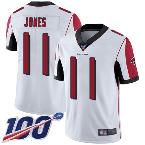 Falcons #11 Julio Jones White Men’s Stitched Football 100th Season Vapor Limited Jersey