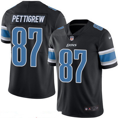 Men’s Detroit Lions #87 Brandon Pettigrew Black 2016 Color Rush Stitched NFL Nike Limited Jersey