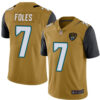 Men’s Jacksonville Jaguars #7 Nick Foles Gold Stitched Football Limited Rush Jersey
