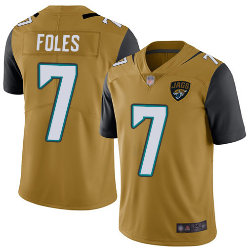 Men’s Jacksonville Jaguars #7 Nick Foles Gold Stitched Football Limited Rush Jersey