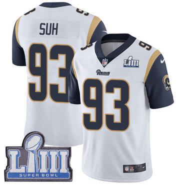 #93 Limited Ndamukong Suh White Nike NFL Road Men’s Jersey Los Angeles Rams Vapor Untouchable Super Bowl LIII Bound