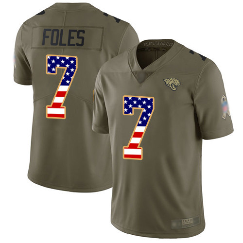 Men’s Jacksonville Jaguars #7 Nick Foles Olive USA Flag Stitched Football Limited 2017 Salute To Service Jersey