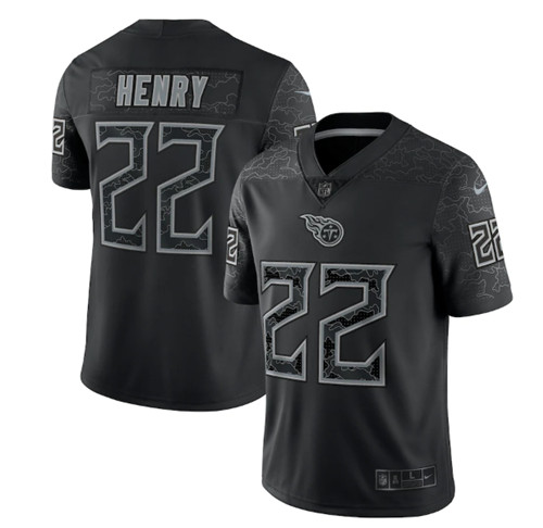 Men’s Tennessee Titans #22 Derrick Henry Black Reflective Limited Stitched Football Jersey