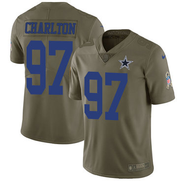 Nike Dallas Cowboys #97 Taco Charlton Olive Men’s Stitched NFL Limited 2017 Salute To Service Jersey