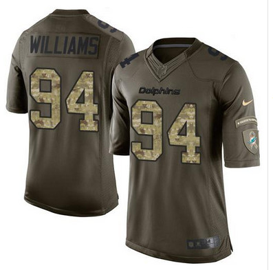 Nike Dolphins #94 Mario Williams Green Men’s Stitched NFL Limited Salute to Service Jersey