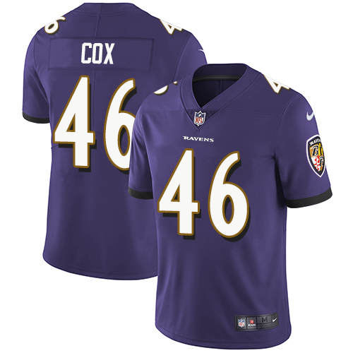 Nike Baltimore Ravens #46 Morgan Cox Purple Team Color Men’s Stitched NFL Vapor Untouchable Limited Jersey