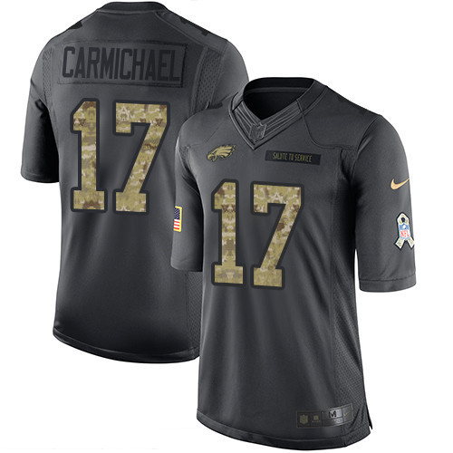 Men’s Philadelphia Eagles #17 Harold Carmichael Black Anthracite 2016 Salute To Service Stitched NFL Nike Limited Jersey