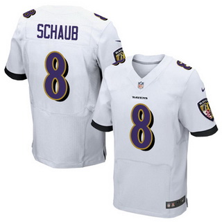 Men’s Baltimore Ravens #8 Matt Schaub White Road NFL Nike Elite Jersey