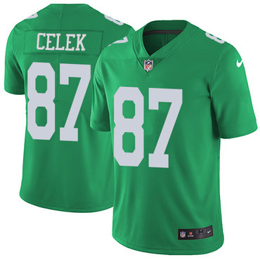 Nike Philadelphia Eagles #87 Brent Celek Green Men’s Stitched NFL Limited Rush Jersey