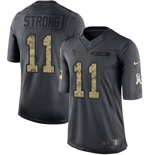 Men’s Houston Texans #11 Jaelen Strong Black Anthracite 2016 Salute To Service Stitched NFL Nike Limited Jersey