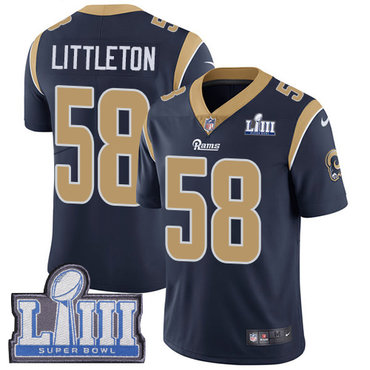 #58 Limited Cory Littleton Navy Blue Nike NFL Home Men’s Jersey Los Angeles Rams Vapor Untouchable Super Bowl LIII Bound