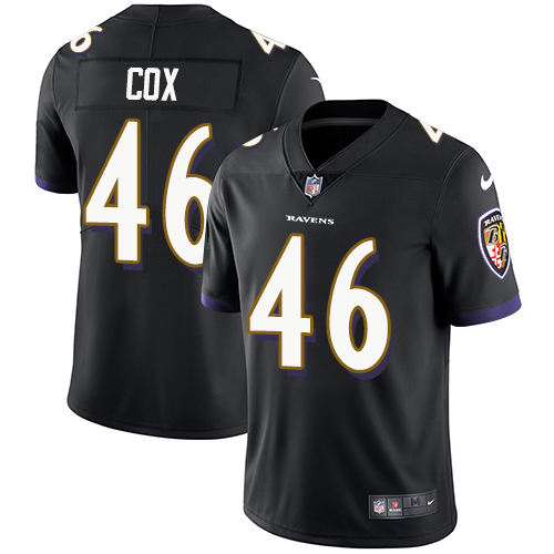 Nike Baltimore Ravens #46 Morgan Cox Black Alternate Men’s Stitched NFL Vapor Untouchable Limited Jersey