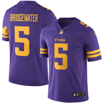 Men’s Minnesota Vikings #5 Teddy Bridgewater Nike Purple Color Rush Limited Jersey
