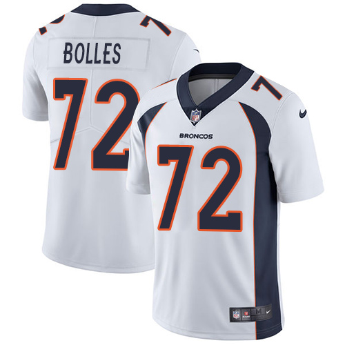 Nike Denver Broncos #72 Garett Bolles White Men’s Stitched NFL Vapor Untouchable Limited Jersey