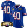 Men’s Buffalo Bills #40 Von Miller Blue 2023 F.U.S.E. AFC East Champions With 4-star C Ptach Football Stitched Jersey