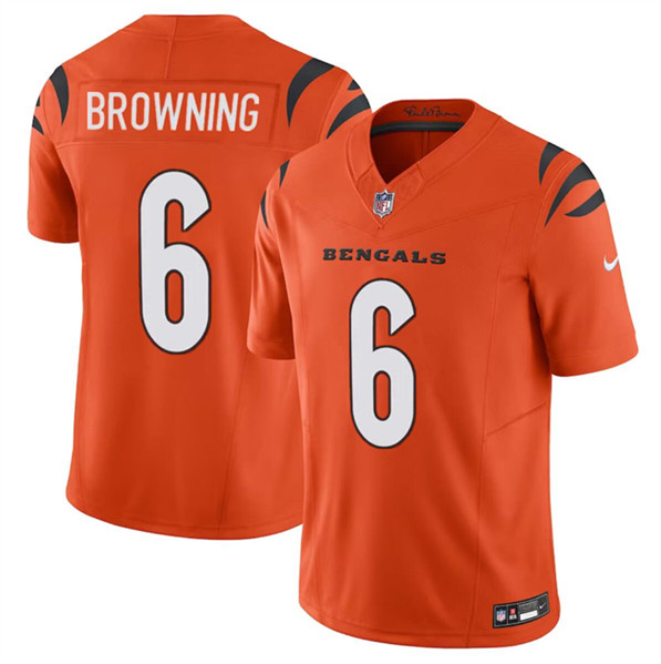 Men’s Cincinnati Bengals #6 Jake Browning Orange 2023 F.U.S.E. Vapor Untouchable Limited Football Stitched Jersey