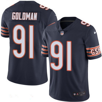 Men’s Chicago Bears #91 Eddie Goldman Navy Blue 2016 Color Rush Stitched NFL Nike Limited Jersey
