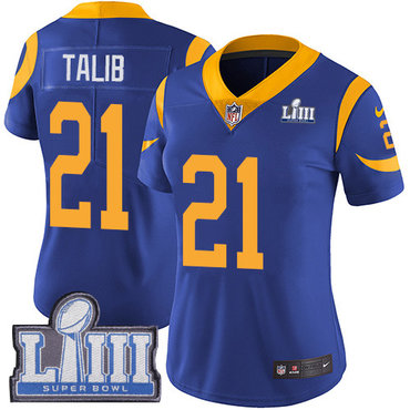#21 Limited Aqib Talib Royal Blue Nike NFL Alternate Women’s Jersey Los Angeles Rams Vapor Untouchable Super Bowl LIII Bound