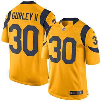 Men’s Los Angeles Rams #30 Todd Gurley Nike Gold Color Rush Limited Jersey