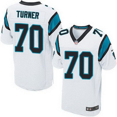Men’s Carolina Panthers #70 Trai Turner White Road NFL Nike Elite Jersey