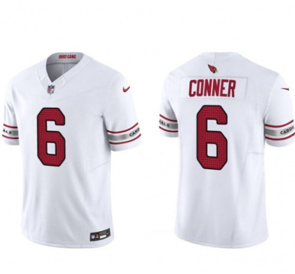 Men’s Arizona Cardinals #6 James Conner White 2023 F.U.S.E. Vapor Untouchable F.U.S.E. Limited Football Stitched Jersey