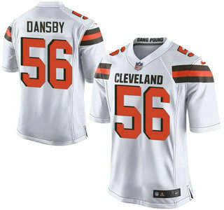Men’s Cleveland Browns Brown #56 Karlos Dansby White Road 2015 NFL Nike Elite Jersey
