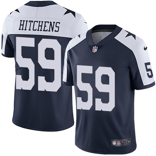 Nike Dallas Cowboys #59 Anthony Hitchens Navy Blue Thanksgiving Men’s Stitched NFL Vapor Untouchable Limited Throwback Jersey