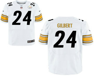 Men’s Pittsburgh Steelers #24 Justin Gilbert White Road Stitched NFL Nike Elite Jersey