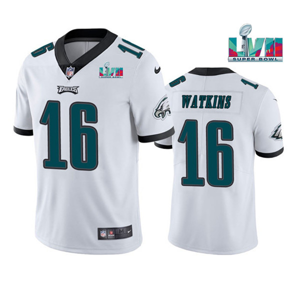 Men’s Philadelphia Eagles #16 Quez Watkins White Super Bowl LVII Vapor Untouchable Limited Stitched Jersey