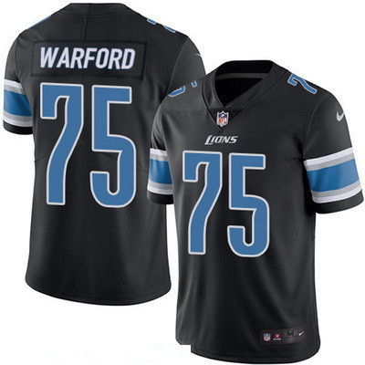 Men’s Detroit Lions #75 Larry Warford Black 2016 Color Rush Stitched NFL Nike Limited Jersey