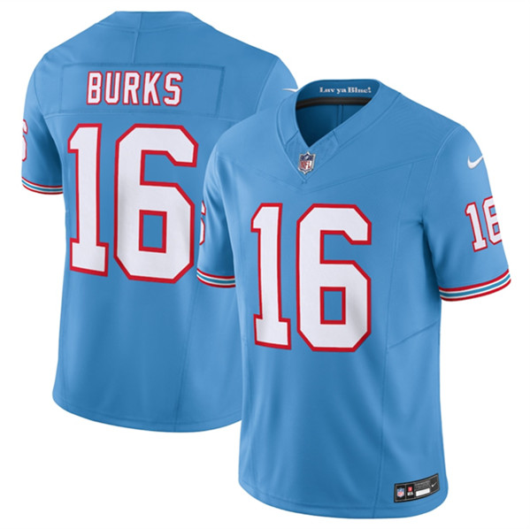 Men’s Tennessee Titans #16 Treylon Burks Light Blue 2023 F.U.S.E. Vapor Limited Throwback Stitched Football Jersey
