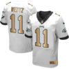 Nike Eagles #11 Carson Wentz White Men’s Stitched NFL New Elite Gold Jersey