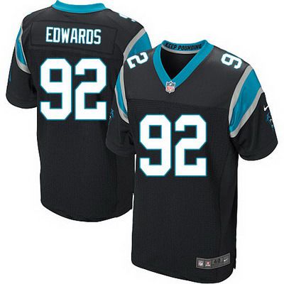 Men’s Carolina Panthers #92 Dwan Edwards Black Team Color NFL Nike Elite Jersey