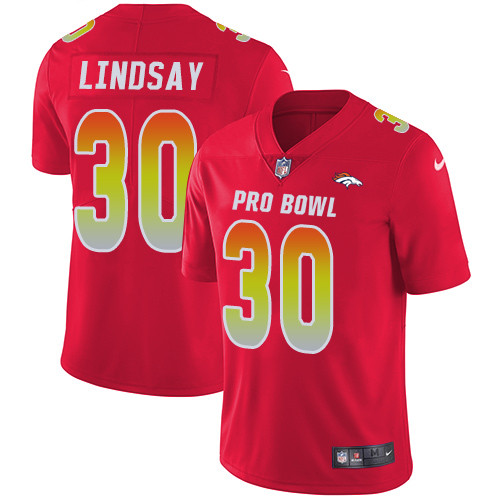 Nike Denver Broncos #30 Phillip Lindsay Red Men’s Stitched NFL Limited AFC 2019 Pro Bowl Jersey
