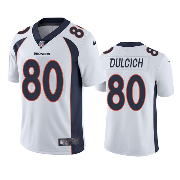 Men’s Denver Broncos #80 Greg Dulcich White Vapor Untouchable Stitched Jersey